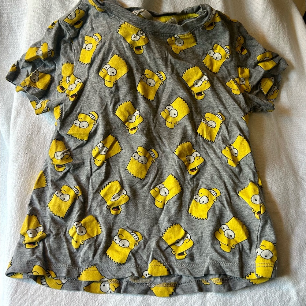 H&M The Simpsons Bart Simpson All-Over Print T-Shirt Kids 4-6Y Gray